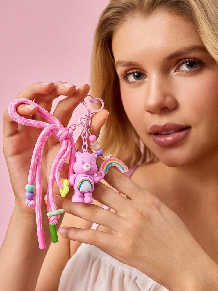 SHEIN X Care Bears 卡通包包创意挂件、钥匙扣、礼物 - 粉色 - 查看 4
