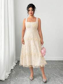Plus Size Dresses - Apricot - View 6