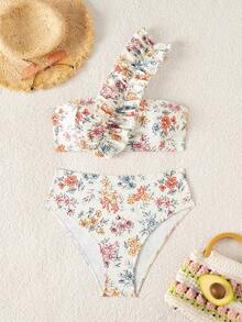 Swim Vcay Women's Summer Vacation Beach Casual Halter Floral Print Top And High Waist Floral Print Bikini Bottoms 2-Piece Swimwear - Multicolor - View 7