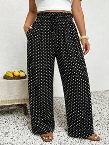SHEIN Frenchy Quần chấm bi dáng rộng, thích hợp cho mùa hè. - Nhiều màu - Xem 4