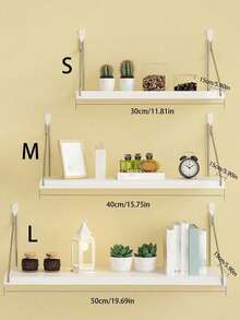 1pc Rustic Farmhouse Wood Floating Wall Shelf No Drilling Hanging Shelves For Bedroom Bathroom Living Room Kitchen Decor Storage Display Rack For Plants Books Home Decor Wall Mounted Organizer Space Saving - Multicolor - View 5