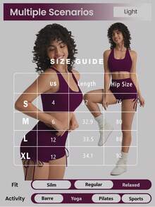 Seamluxe SHEIN Sport Fashion Peach Hip Lifting Yoga Shorts With Drawstring, Tight Fitting, Elastic High Waist, Suitable For Workout, Running, Fitness Orange Twilight - Purple - View 1