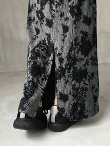 Dazy Tall Đầm maxi dáng suông thanh lịch, eo chun, nhuộm tie-dye dành cho nữ - Xám - Xem 4