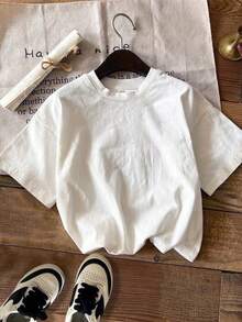 SHEIN Áo thun ngắn tay cổ tròn dáng rộng thoải mái in hình chanh cho bé trai, thích hợp cho mùa hè, phong cách đường phố, mặc hàng ngày, đi nghỉ mát, thời trang xuân hè, trang phục hè đi chơi, dễ chịu, nhiều lớp cho trẻ em, trẻ em sành điệu, trang phục thường ngày, áo thun in hình cho trẻ em, đi học, quần áo xuân hè, lễ hội trường. - trắng - Xem 3