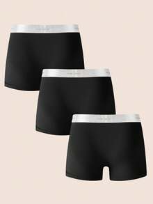 3 piezas/paquete Calzoncillos casuales de uso diario con estampado de letras para hombres - Multicolor - Ver 2