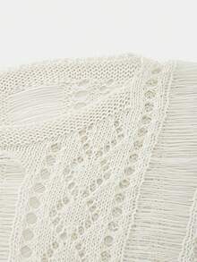 Swim Vcay 女士轻盈钩编宽松沙滩罩衫，飘逸蝙蝠袖波西米亚风比基尼罩衫，白色带微闪，适合夏季度假 - 白色 - 查看 6