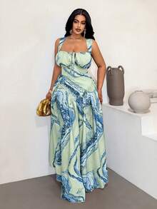 Maweii Plus Size Sleeveless Casual Vacation Fashionable Printed Sexy Dress - Multicolor - View 6