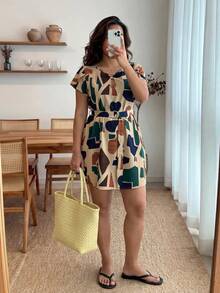 Đầm mùa hè thường ngày cổ tròn in hình học Boho cỡ lớn cho nữ - Nhiều màu - Xem 4
