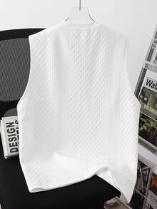 Manfinity Joysei Men's Minimalist Versatile Jacquard Knit Sleeveless Vest - White - View 6