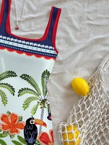 SHEIN WYWH U领露背迷你连衣裙，适合夏季穿着 - 淺藍色 - 查看 5