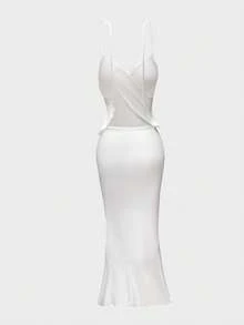 Swim Vcay Plus Size Women's Versatile Ruffle Trim Maxi Dress, Suitable For Vacation - White - View 7