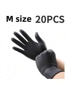 20PCS Bag Disposable Nitrile Gloves Latex Powder Free For Tattooing Manicures Salon Cleaning Nail Supplies Tools Art Press On Nails - Black - View 5