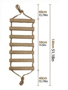 1 pieza Escalera colgante para gatos de sisal, de longitud 50cm/100cm, de madera de pino natural resistente, carga máxima de 12kg (26lb), para jugar, trepar y arañar - Albaricoque - Ver 8