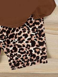 6pcs/Set Baby Girls' Casual Cute Floral,Leopard Bow & Letter Print Short Sleeve T-Shirt & Matching Shorts,Summer Multicolor Vacation Outfits - Multicolor - View 5