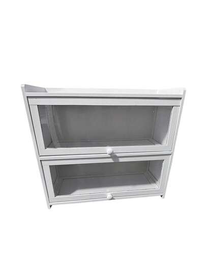 Nuevo estante de almacenamiento de escritorio práctico, caja de pan de bambú de dos/tres niveles con ventana transparente de acrílico - Estante de almacenamiento de cocina de gran capacidad para el mostrador, estilo retro de granja. Superficie de bambú natural. Estante de almacenamiento de pan y pastelería. Evita el contacto directo con los alimentos.