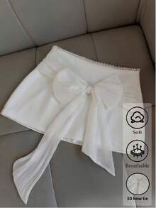 Airaco Women's New White Elegant Bow Tie Waist Skirt, Spring/Summer - White - View 1