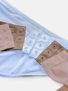 SHEIN BASICS 3件組女款休閒圓領無袖修身純色針織連身衣 夏季居家服 灰粉色、巧克力棕、水藍色 - 彩色 - 查看 4