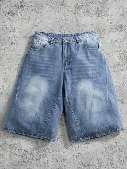 STEELVANCE Quần short denim thời trang dáng rộng rãi, thoải mái, có túi ombre dành cho nam, phong cách nhiệt đới, dạo phố, thể thao đại học, phong cách Emo