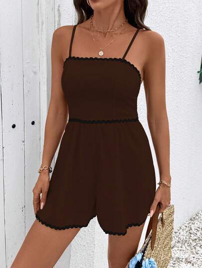 Breezaya Áo liền quần hai dây phối màu tương phản, kiểu dáng thường ngày, thích hợp cho kỳ nghỉ.