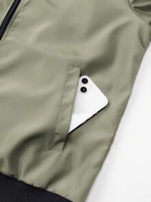 Manfinity Homme Men's Contrast Color Minimalist Casual Long Sleeve Jacket - Khaki - View 6