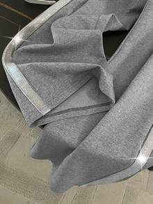 Resyla Regular Fit V-Neck Short Sleeve Top + Straight Leg Pants With Side Pockets - Light Grey - View 6