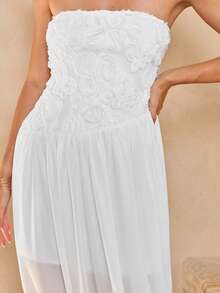 Enchnt 无肩带碎花连衣裙 - 白色 - 查看 9