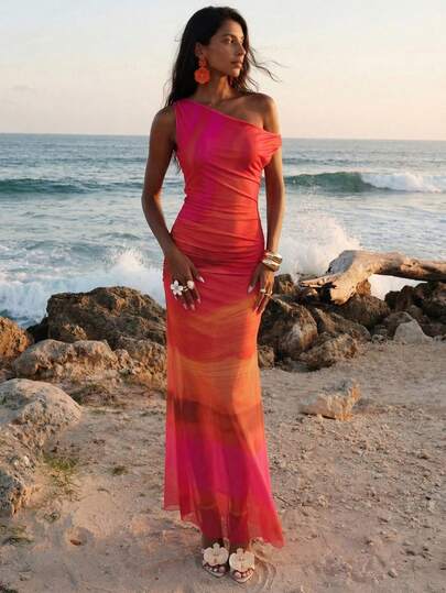 SHEIN Damen Farbverlauf-Ärmelloses Bodycon-Kleid, modischer Sommerurlaub