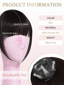 Tóc mái kẹp 100% tóc thật NC# Màu đen tự nhiên, tóc mái kẹp có phần thái dương, tóc mái giả bằng tóc thật, tóc nối cho nữ sử dụng hàng ngày - Natural Black - Xem 2