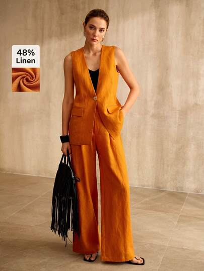 MOTF PREMIUM 女士亚麻混纺常规外套