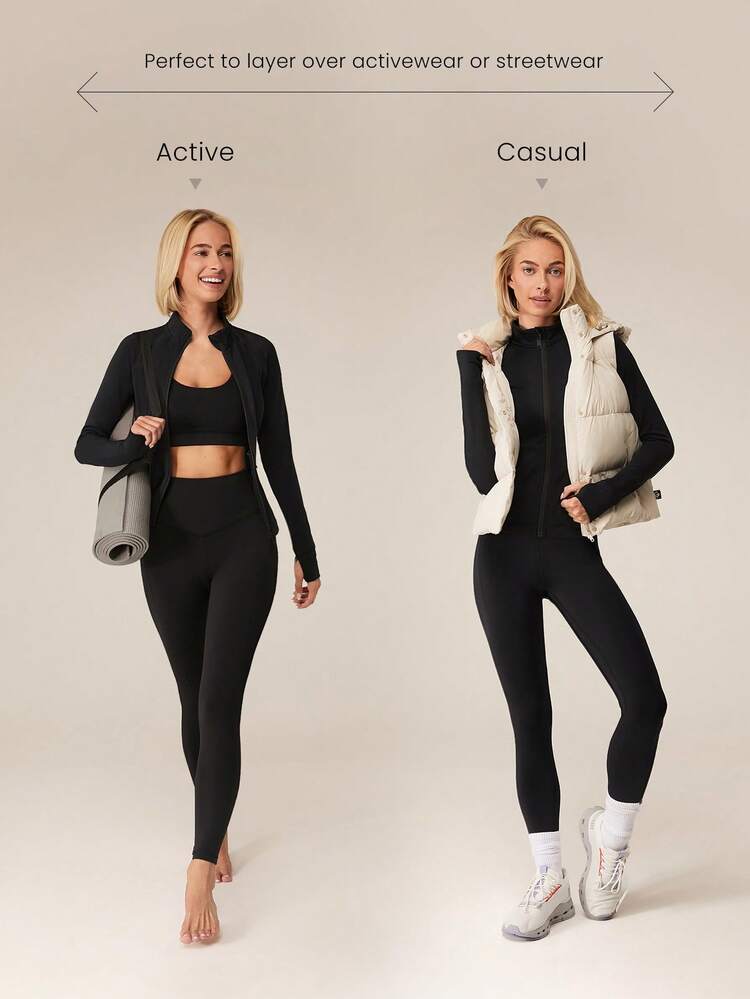 FeatherFit™-Warm Slim-It It's Chilly Fleece-Lined Slim Fit Long Sleeve Jacket With Thumbholes Autumn Winter Yoga Pilates Daily Casual