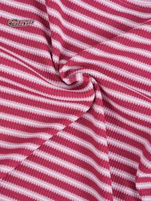 THE POWERPUFF GIRLS X SHEIN Maija Kids Áo thun ngắn tay cổ tròn tay ngắn viền bèo họa tiết hoạt hình dành cho bé gái tuổi teen - Hồng - Xem 6