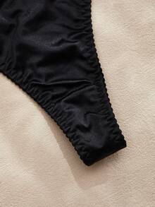 Charlaine Perizoma elegante da donna in stile francese romantico, in pizzo nero e raso charmeuse, adatto per vacanze, matrimoni e uso quotidiano - nero - Visualizzare 5