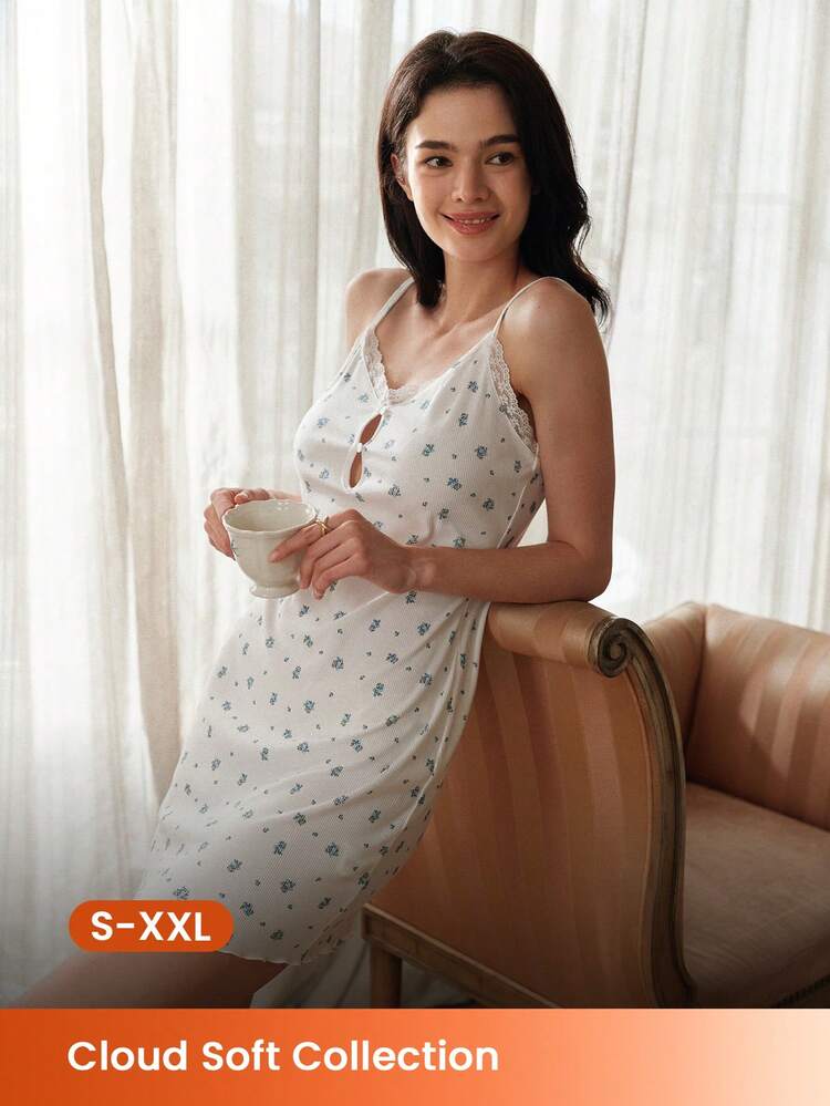Cloud Soft Breezy White Floral Nightgown