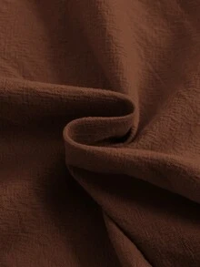SHEIN 两件套少女休闲百搭基础款通勤装，舒适荷叶边圆领上衣搭配宽松梭织长裤，杏色，适合居家、运动、度假、外出、聚会、购物、上学、返校季等场合。 - 棕色 - 查看 7