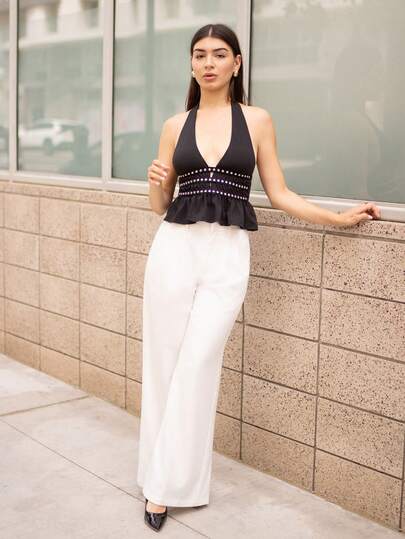Andrea Bello 女士休闲简约露背上衣，日常穿着音乐会女士狂欢节乡村音乐会伊比沙岛纳什维尔西部服饰女士西部波西米亚街头服饰热带辣妹西部服饰女士西部辣妹街头服饰