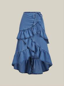 Selenza Women's Blue Denim Skirt, Casual & Fashionable For Daily Wear - Blue - View 1