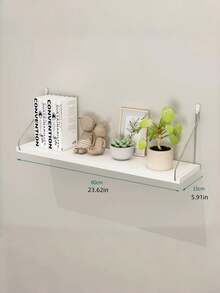 1pc Rustic Farmhouse Wood Floating Wall Shelf No Drilling Hanging Shelves For Bedroom Bathroom Living Room Kitchen Decor Storage Display Rack For Plants Books Home Decor Wall Mounted Organizer Space Saving - Multicolor - View 4