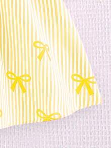 SHEIN Elladie kids 女童夏季新款时尚Polo领露背吊带束腰甜美度假风连衣裙，少女正式礼服 - 黃色 - 查看 8