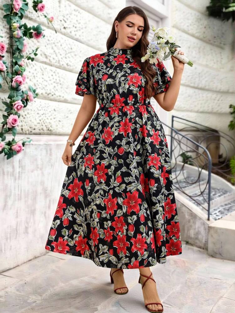 Plus Size Women Elegant Floral Print Ruffle Sleeve Maxi Dress Zanzea Dress For Women Plus Size Zanea Dress For Woman Women Dresses Floral Dress For Women Casual Zebra Dress For Women Zanzea Dress For Woman Yisikado Dress,Elegant Dresses For Women ,Floral Dress For Women Online Women Dresses Floral Print Midi Dress Black Floral Dress Short Sleeve Floral Dress
