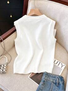 Franclia 女士优雅简约法式时尚淑女百搭优雅针织开衫 - 白色 - 查看 2