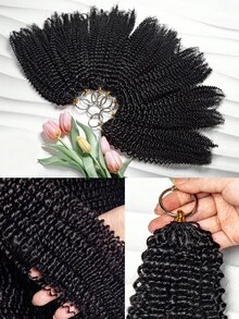 Boho Braids 非裔蓬松卷曲无结预分离钩针编织接发，100%真人发，羽毛线钩针编织发辫，沙龙级无缝自然黑色微型预环钩针羽毛真人发接发 - Natural Black - 查看 16