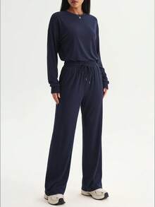 SHEIN Daily&Casual 女士运动套装 - 寶藍色 - 查看 4
