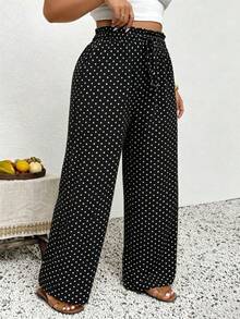 SHEIN Frenchy Quần chấm bi dáng rộng, thích hợp cho mùa hè. - Nhiều màu - Xem 3