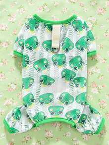 Pijamas lindos para perros y gatos pequeños y medianos - Pijamas suaves, transpirables y duraderos con diseños de dibujos animados divertidos - Mono de confort para las cuatro estaciones, ropa para mascotas para todas las temporadas, mono de mascota durable, ropa para mascotas - Verde - Ver 10