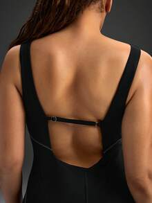 Powerista رومبير رياضية مخططة متعددة الاستخدامات للنساء كبيرات الحجم للركض واللياقة البدنية - الأسود - مشاهدة 6