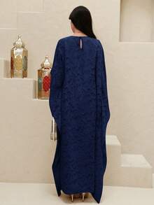 Đầm maxi Thổ Nhĩ Kỳ dành cho nữ và áo abaya truyền thống Ả Rập. - Màu xanh hải quân - Xem 11