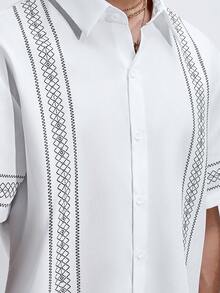 NobleFwd Men's Summer Vacation Geometric Print Short Sleeve Shirt And Shorts Set - Multicolor - View 5