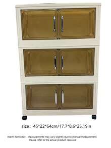 1PC 45/60CM Foldable Storage Cabinet, 1-5 Tier Double Door Storage Organizer, Thickened Plastic Wheeled Storage Cabinet, Living Room Toy & Snack Multi-Layer Cabinet, Clothes Storage Cabinet, Home Dust-Proof Shelving, Home Storage Rack, Storage Box, Plastic Container, Oil Bottle, Kitchen Storage Supplies, Cup Rack, 1 Oil Bottle, Spoon Rack, Kitchen Storage Rack - Multicolor - View 16