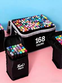 12/24/36/48/60/80/120/168PCS Dual Tip Art Markers For Artists Sketching Coloring Highlights Illustration Anime Design Fine Tip Brush Chisel Point Alcohol Ink Pens For Drawing Manga Professional Sketch Markers - Multi-piece marker - View 2