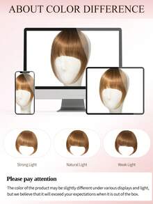 Clip In Hair Bangs 100% Human Hair Bangs 6# Light Brown Clip In Bangs Fringe With Temples Real Human Hair Fake Bangs Extensions For Women Daily Wear - S6 - View 12